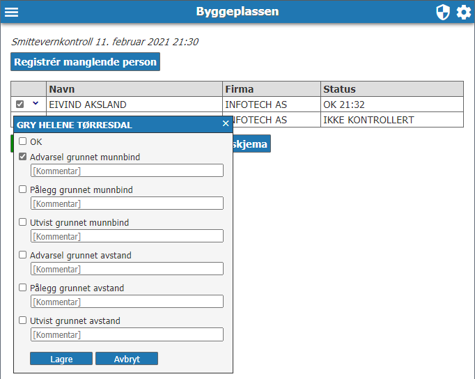 smittevernkontroll fra infotech